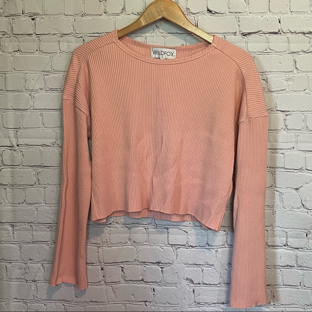 Wildfox Ribbed Long Sleeve Cropped Shirt size Medium